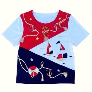 Princess Cruises Embroidered Nautical Color Block Knit Shirt, Women’s Medium